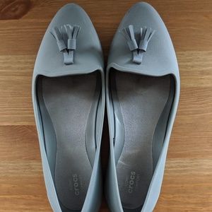 Gray tassel ballet flats loafers